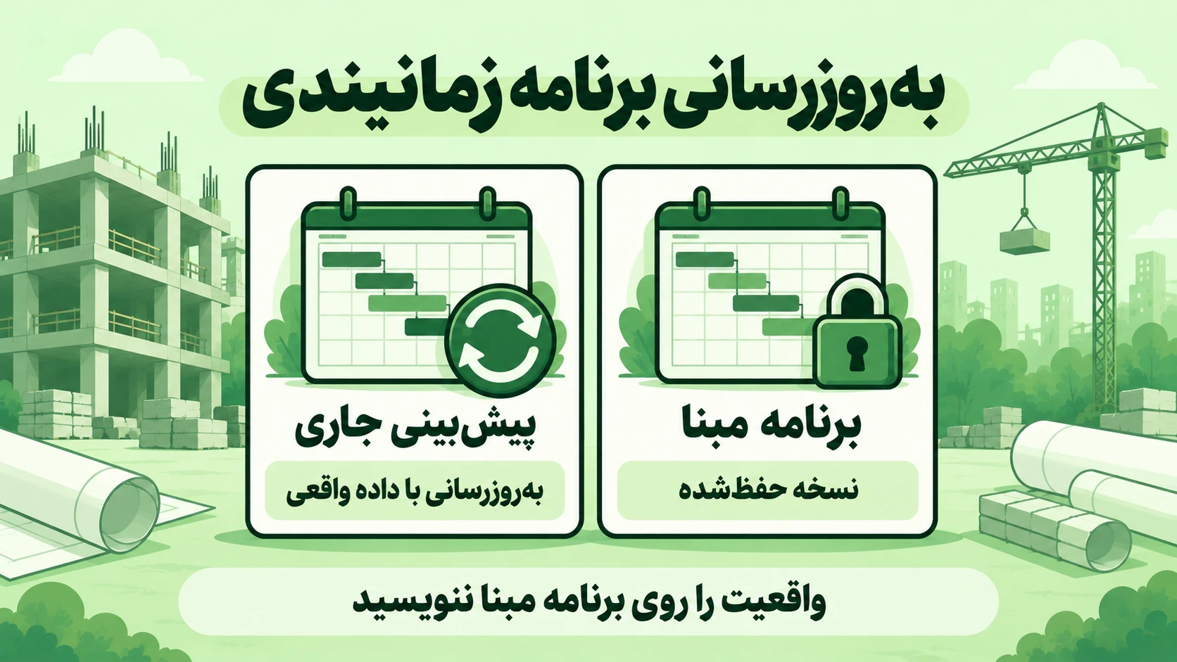 تفاوت برنامه مبنا و پیش‌بینی جاری در به‌روزرسانی زمانبندی