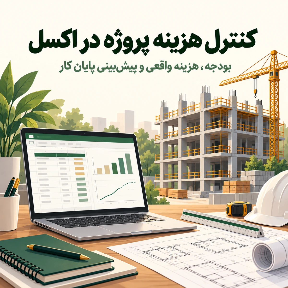 کنترل هزینه پروژه ساختمانی در اکسل با بودجه و پیش‌بینی پایان کار