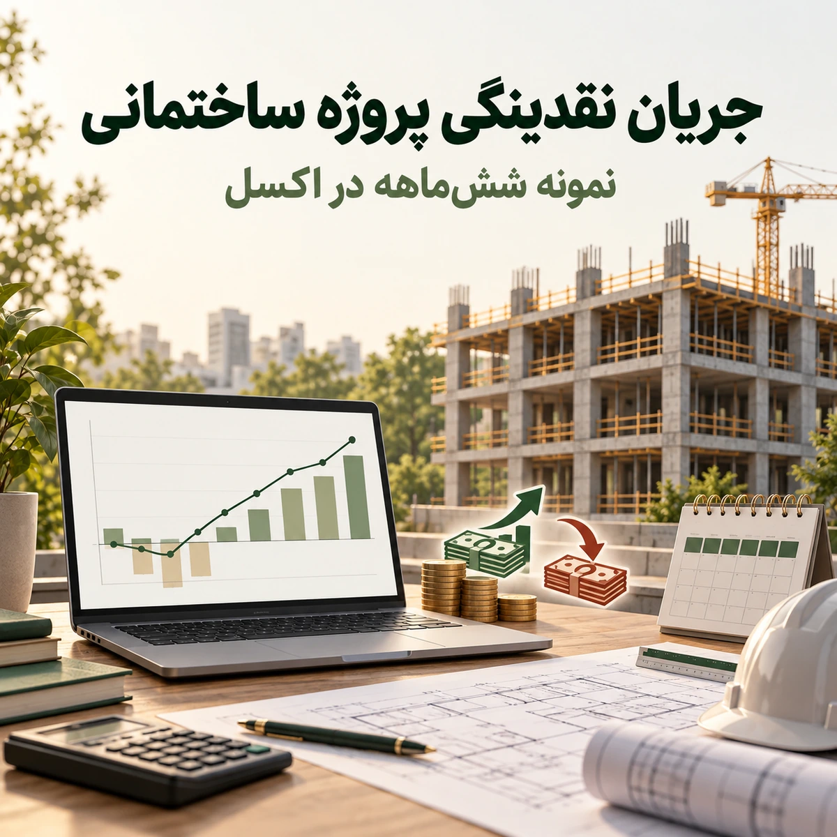 جریان نقدینگی پروژه ساختمانی با نمونه ششماهه در اکسل