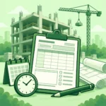فرم گزارش روزانه کارگاه ساختمانی در کنار ساختمان بتنی